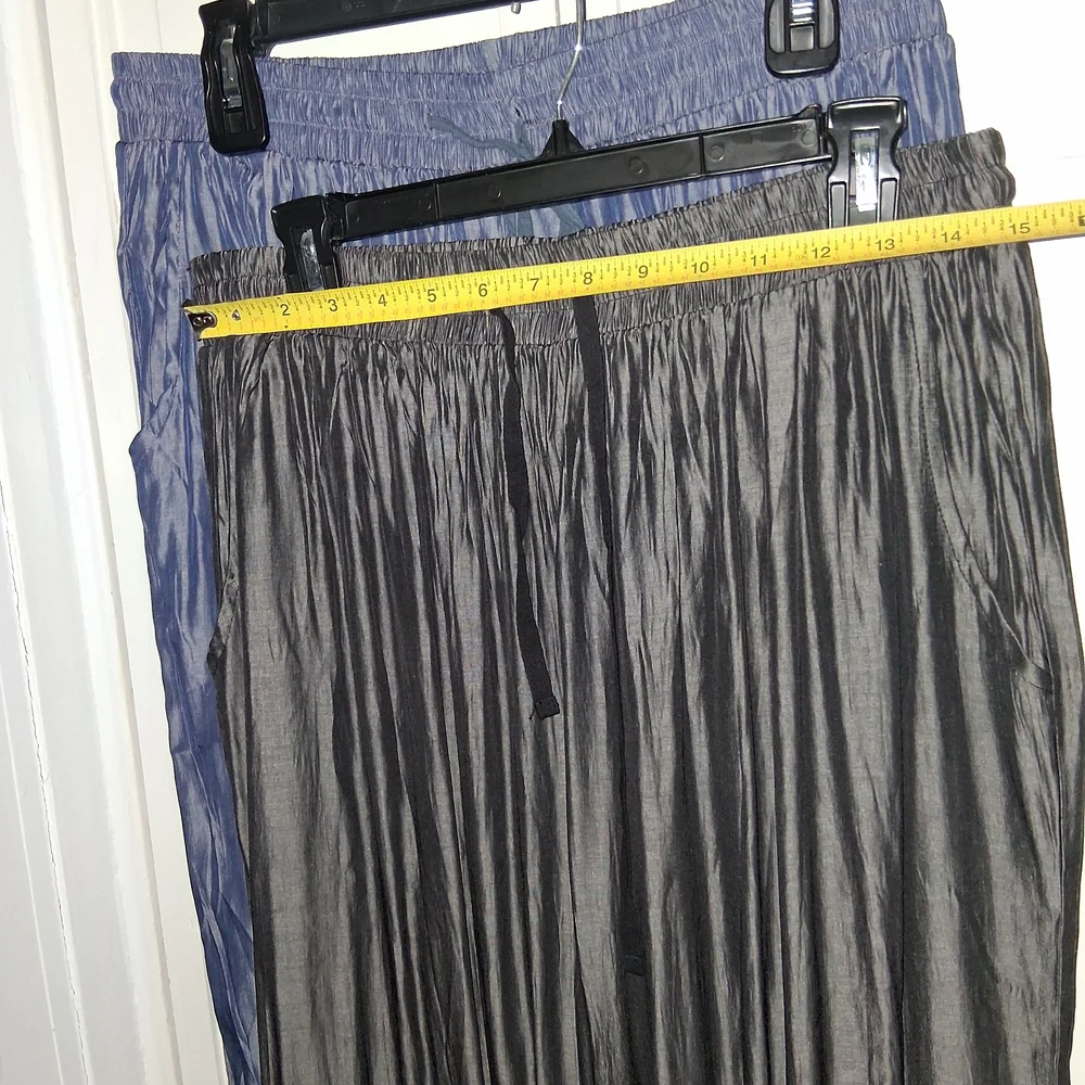 Elegant Blue And Grey Silky Women's Pant Set - Picture 5 of 6